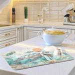 Nautical Theme Dish Drying Mat for Kitchen Counter Sea Horse Turtle Octopus Coastal Drying Mats Super Absorbent Reversible Microfiber Kitchen Countertop Protector Dishes Pad Medium 16x18 inch