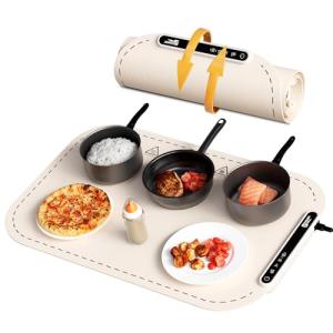 Magic Mill Warming Mat for Food - Premium XL Electric Warming Tray, 3 Temperature Levels, 10s Fast Heating Silicone Surface, Rollup Buffet Heat Pad, Non-Slip Feet, Ideal for Parties, Home, Travel