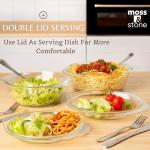 Moss & Stone 6-Piece Clear Glass Casserole Dishes for Oven With Lids, Durable Tempered Borosilicate Glass Bakeware Set, Microwave Safe, 3 Round Sizes for Cooking, Serving & Storage