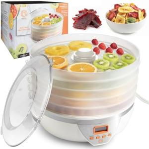 MasterChef Digital Food Dehydrator w 5 Large Trays and Temperature Controls- 8L Capacity- Programmable Dehydrating Machine w Recipe Guide- BPA Free, Make Healthy Snacks, Dry Fruit, Veggies, Beef Jerky