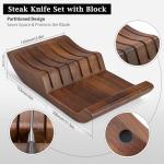 HOSHANHO Steak Knives Set of 7, 4.5 Inch Serrated Steak Knife Set with Block, Japanese High Carbon Steel Kitchen Steak Knives with Ergonomic Handle