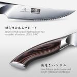 HOSHANHO Steak Knives Set of 7, 4.5 Inch Serrated Steak Knife Set with Block, Japanese High Carbon Steel Kitchen Steak Knives with Ergonomic Handle