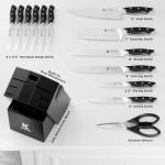 Knife Block Set - KOSROR 15 PCS German Stainless Steel Kitchen Knife Set with Block and Sharpener - Full-Tang Ergonomic Handle Knife Set - Razor Sharp Blades and Dishwasher Safe - ShadowCraft Series