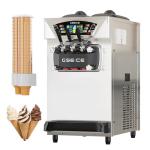 Commercial Ice Cream Maker, 6.8-8.4 Gal/H, 2*8L Hopper 110V 2500W Countertop Soft Serve Ice Cream Machine, 3 Flavors Puffing Alarm Pre-Cooling For Shops Cafes Dessert Stores, Auto Clean & Touch Screen