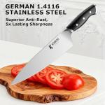 Knife Block Set - KOSROR 15 PCS German Stainless Steel Kitchen Knife Set with Block and Sharpener - Full-Tang Ergonomic Handle Knife Set - Razor Sharp Blades and Dishwasher Safe - ShadowCraft Series
