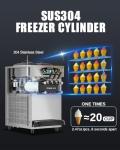 Commercial Ice Cream Maker, 6.8-8.4 Gal/H, 2*8L Hopper 110V 2500W Countertop Soft Serve Ice Cream Machine, 3 Flavors Puffing Alarm Pre-Cooling For Shops Cafes Dessert Stores, Auto Clean & Touch Screen