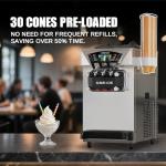 Commercial Ice Cream Maker, 6.8-8.4 Gal/H, 2*8L Hopper 110V 2500W Countertop Soft Serve Ice Cream Machine, 3 Flavors Puffing Alarm Pre-Cooling For Shops Cafes Dessert Stores, Auto Clean & Touch Screen