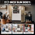 Commercial Ice Cream Maker, 6.8-8.4 Gal/H, 2*8L Hopper 110V 2500W Countertop Soft Serve Ice Cream Machine, 3 Flavors Puffing Alarm Pre-Cooling For Shops Cafes Dessert Stores, Auto Clean & Touch Screen