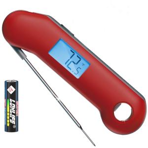 ThermoMaven Professional Digital Meat Thermometer, Ultra Fast 0.5 Sec Instant Read, NIST Certified Accurate to ±0.5°F, IP67 Waterproof, Backlit & Auto-Rotating Display, Auto Wake/Sleep, Dark Red&Gray