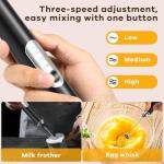Handheld Milk Frother, 3 Heads Rechargeable Mini Drink Mixer Stirrers, 3 Speed Adjustable Coffee Frother Wand, Electric Whisk With Stand for Powder Drinks mixer electric handheld milk frothe