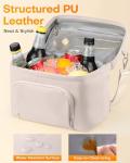 HOTOR Lunch Box for Women - Insulated Lunch Bag with Spacious 8L Capacity, PU Leather Cooler Bag, Water-Resistant & Easy to Clean, Ideal for Work or Everyday Use, Beige, 10.0" x 8.6"x 5.9"