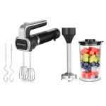 2-In-1 Hand Mixer Immersion Blender Electric Handheld, Portable Hand Blender Electric Mixer with Beater Dough Whisk & Blending Cup, Food Processor Kitchen Gadgets for Smoothies Baby Food Baking & Soup