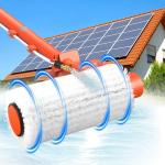 Electric Solar Panel Cleaning Brush and Pole, 20FT Telescopic Cleaning Roller Brush with Water Fed Pole，2 Hours Runtime, 2 Spin Speeds, for Solar Panlel, Outside High Window, Roof (Orange)