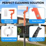 Electric Solar Panel Cleaning Brush and Pole, 20FT Telescopic Cleaning Roller Brush with Water Fed Pole，2 Hours Runtime, 2 Spin Speeds, for Solar Panlel, Outside High Window, Roof (Orange)
