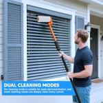 Electric Solar Panel Cleaning Brush and Pole, 20FT Telescopic Cleaning Roller Brush with Water Fed Pole，2 Hours Runtime, 2 Spin Speeds, for Solar Panlel, Outside High Window, Roof (Orange)