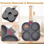 AHFLRITO 4-Cup Egg Pan Nonstick, Healthy Aluminum Omelette Pan, Breakfast Omelette Skillet for Fried Eggs Cooker, Pancakes, Suitable for Gas Stove & Induction Cookware