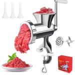 Meat Grinder Manual Mincer - 3 In1 Manual Meat Grinder Sausage Maker Meat Grinders For Home Use Fast And Effortless For All Meats (#10)