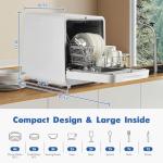 Dishwasher Countertop Compact Portable Dishwasher with 6 Washing Programs 5.3L Water Tank Hot Air-Dry Function 24H Delayed Start Function LED Light