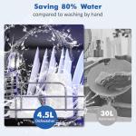Dishwasher Countertop Compact Portable Dishwasher with 6 Washing Programs 5.3L Water Tank Hot Air-Dry Function 24H Delayed Start Function LED Light