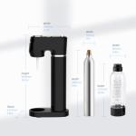 Sparkling Water Maker for Home, Soda Streaming Maker with 2 BPA free Bottles(1L + 0.5L) Carbonated Water Seltzer Fizzy Drink Machine, Compatible with Screw-in 60L CO2 Carbonator(NOT Included) (Black)