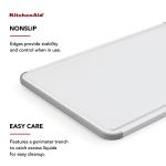 KitchenAid Classic Plastic Cutting Board with Perimeter Trench and Non Slip Edges, Dishwasher Safe, 12 inch x 18 inch, White and Gray
