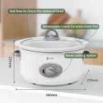 ICOOK Slow Cooker 3.5 Quart USC-351-OG,Dishwasher Safe Crock/Ceramic inner pot and Glass lid,Small Slow Cooker,Oval Shape,White