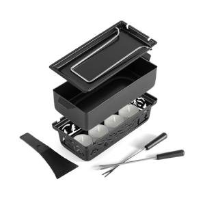 Swissmar Tandem Candle Fondue & Raclette Set - Portable 2-in-1 Tabletop Fondue Pot with Raclette Dish, Forks, Spatula & Tealight Candles