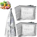 2026 Upgrade Reusable Aluminum Foil Sealable Storage Bags,Stand up Freezer Safe Vacuum Zip Lock Pouches with Label,Heavy Duty Aluminum Sealable Bag for Vegetable Fruit Meat (30PCS, 10.2 in * 11.4 in)