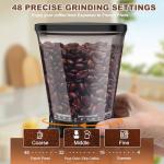 Conical Burr Coffee Grinder Electric, Espresso Coffee Bean Grinder for Home Use Adjustable 48 Grind Settings, 35s Precision Timer, Stainless Steel, Anti-Static for Pour Over/Drip/French Press