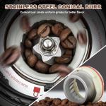 Conical Burr Coffee Grinder Electric, Espresso Coffee Bean Grinder for Home Use Adjustable 48 Grind Settings, 35s Precision Timer, Stainless Steel, Anti-Static for Pour Over/Drip/French Press