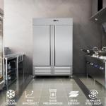ECEVT 54" W 2 Door Commercial Refrigerator Stainless Steel Fan Cooling 49 Cu.ft Refrigerator for Restaurant, Bar, Shop Upright 33℉~41℉, Stainless Steel Reach-in, ETL and DOE Approved
