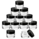 Bumobum 12 Pcs 5 Grams Small Glass Cosmetic Jars with Lids, Lip Balm Sample Containers with Inner Liners for Lip Scrub Makeup Eye Cream Travel