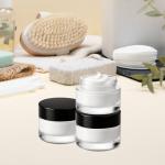 Bumobum 12 Pcs 5 Grams Small Glass Cosmetic Jars with Lids, Lip Balm Sample Containers with Inner Liners for Lip Scrub Makeup Eye Cream Travel