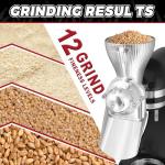 Grain Mill Attachment for KitchenAid Stand Mixer, All Metal 12 Levels Flour Grinder for Kitchenaid Accessories, Home Grain Mill for Wheat, Corn, Oats, Buckwheat, Millet, Low-Oil Grains
