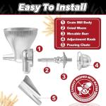 Grain Mill Attachment for KitchenAid Stand Mixer, All Metal 12 Levels Flour Grinder for Kitchenaid Accessories, Home Grain Mill for Wheat, Corn, Oats, Buckwheat, Millet, Low-Oil Grains