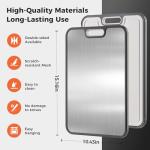 Stainless Steel Cutting Board for Kitchen, Cutting Board Double Sided Food Grade, 304 Stainless Steel/Wheat straw PP Large Board for meat,non toxic Chopping, Dishwasher Safe Size 15"×10"