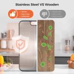 Stainless Steel Cutting Board for Kitchen, Cutting Board Double Sided Food Grade, 304 Stainless Steel/Wheat straw PP Large Board for meat,non toxic Chopping, Dishwasher Safe Size 15"×10"