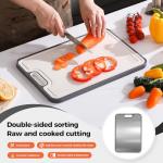 Stainless Steel Cutting Board for Kitchen, Cutting Board Double Sided Food Grade, 304 Stainless Steel/Wheat straw PP Large Board for meat,non toxic Chopping, Dishwasher Safe Size 15"×10"