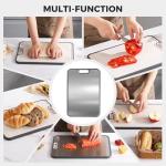 Stainless Steel Cutting Board for Kitchen, Cutting Board Double Sided Food Grade, 304 Stainless Steel/Wheat straw PP Large Board for meat,non toxic Chopping, Dishwasher Safe Size 15"×10"