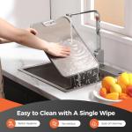 Stainless Steel Cutting Board for Kitchen, Cutting Board Double Sided Food Grade, 304 Stainless Steel/Wheat straw PP Large Board for meat,non toxic Chopping, Dishwasher Safe Size 15"×10"