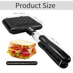Zmpkhba Sandwich Maker, Nonstick Panini Maker Pan Grilled Stove Top Toasted Pan, Double Sided Cheese Press with Handle for Breakfast, Camping, Home, Kitchen 5.82" W x 13.07" L