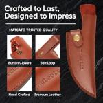 Matsato Chef Knife with Premium Leather Sheath – Japanese Steel Kitchen Knife for Home & Cooking, Christmas Gift Set for Men or Women, Kitchen Gift for Chefs