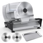 Meat Slicer, 200W Meat Slicer Machine for Home, DC Motor Quiet Deli Slicer with 2 Removable 7.5'' Stainless Steel Blades, Adjustable Dial for 0-15mm, Electric Food Slicer for Meat, Cheese, Bread