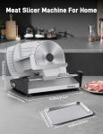 Meat Slicer, 200W Meat Slicer Machine for Home, DC Motor Quiet Deli Slicer with 2 Removable 7.5'' Stainless Steel Blades, Adjustable Dial for 0-15mm, Electric Food Slicer for Meat, Cheese, Bread