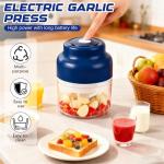 Electric Garlic Chopper,Mini Portable Veggie Choppers,USB Rechargeable,250ml Portable Electric Mini Food Chopper for Garlic,Onion,Ginger,Chilli,Fruit,etc(Blue)