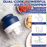 Electric Garlic Chopper,Mini Portable Veggie Choppers,USB Rechargeable,250ml Portable Electric Mini Food Chopper for Garlic,Onion,Ginger,Chilli,Fruit,etc(Blue)