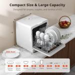 AIRMSEN Countertop Dishwasher - 8 Wash Programs and 3 Useful Function, Integrated Water Softener, Delayed Start, Child Lock, No Hookup Needed, Portable Mini Size for Home, Apartments & RVs