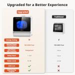 AIRMSEN Countertop Dishwasher - 8 Wash Programs and 3 Useful Function, Integrated Water Softener, Delayed Start, Child Lock, No Hookup Needed, Portable Mini Size for Home, Apartments & RVs