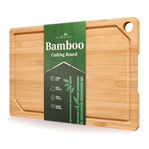 Kitsure Bamboo Cutting Board - Multi-Sizes Wooden Cutting Boards for Kitchen, Convenient Kitchen Essentials with Deep Juice Grooves, Natural Cutting Board for Chopping & Serving, 11.6" x 7.9"