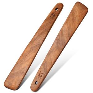 12 inch Teak Wooden Spatula for Cooking, Small Wood Flipper, Egg Scraper, Flat Wood Turner, Multipurpose Wooden Cooking Utensils, Spatulas Spoons Perfect for Flipping, Scraping & Turning, Set of 2
